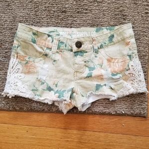 High rise denim shorts